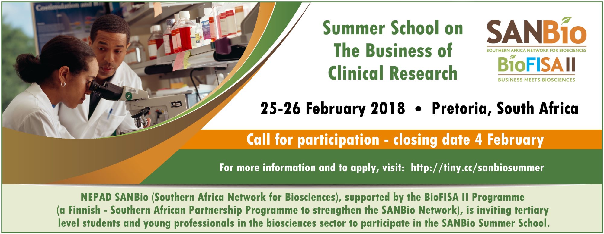 SANBio Summer School: The Business of Clinical Research -Pretoria South Africa ( Partially Funded)